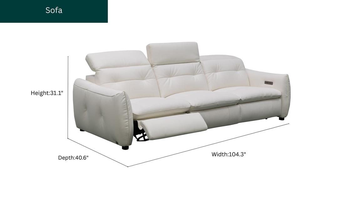 Klaussner Bravino Leather Motion Power Reclining Sofa with USB Ports