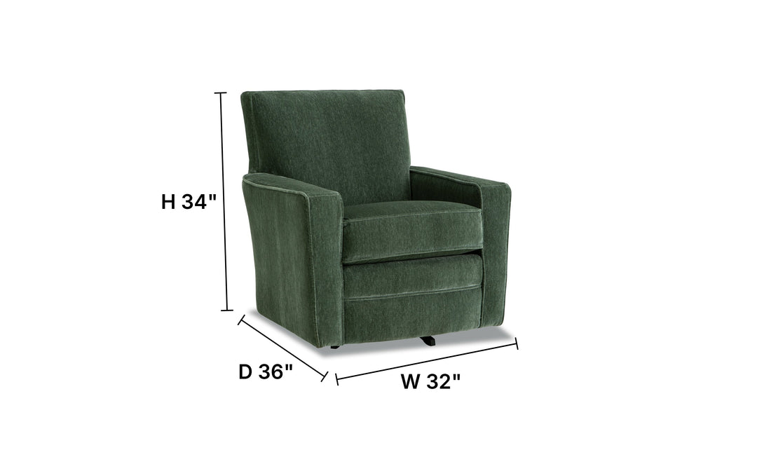 Klaussner Bradford Fabric Contemporary Swivel Chair with Track Arm-Jennifer Furniture