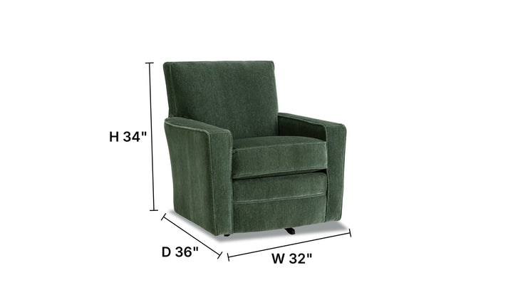 Klaussner Bradford Fabric Contemporary Swivel Chair with Track Arm-Jennifer Furniture