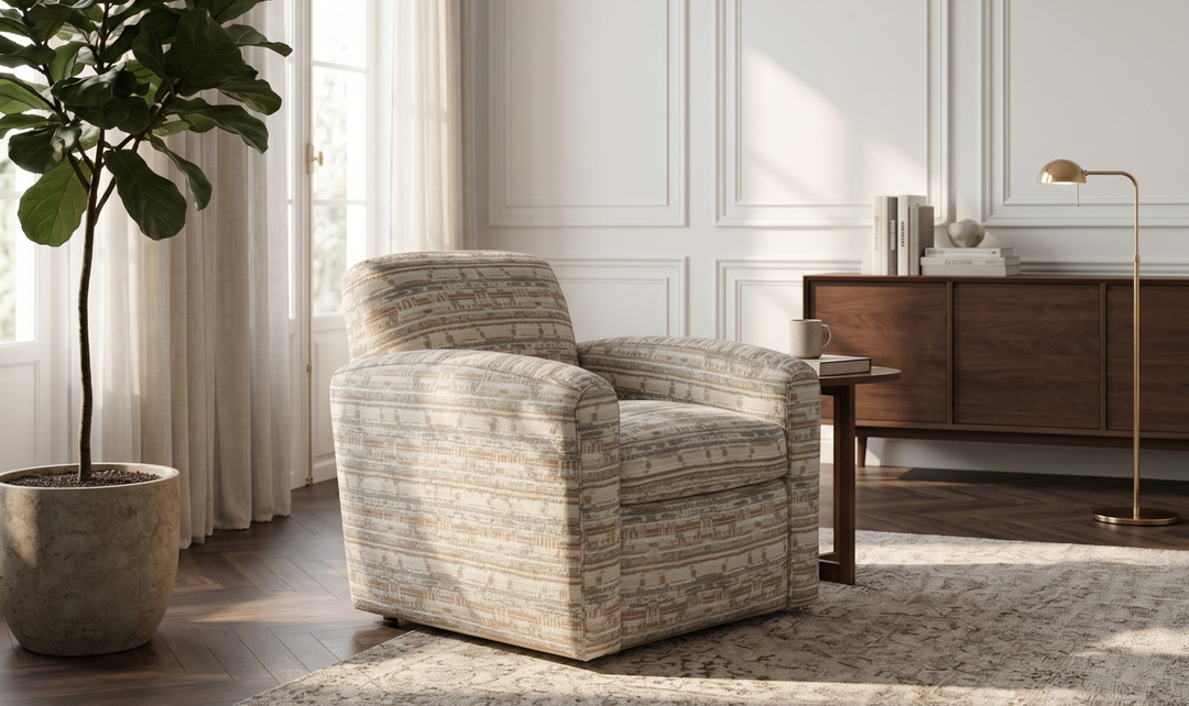 Klaussner Briarwood Transitional Fabric Swivel Chair-Jennifer Furniture