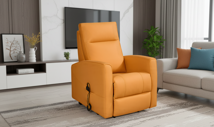 Klaussner Calessin Chestnut Orange Leather Recliner Chair-Jennifer Furniture