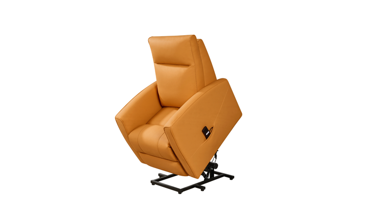 Klaussner Calessin Chestnut Orange Leather Recliner Lift Chair