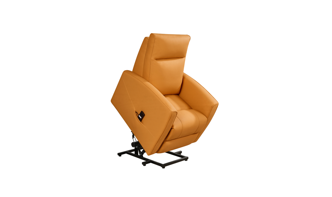 Klaussner Calessin Chestnut Orange Leather Recliner Chair-Jennifer Furniture
