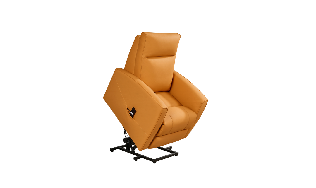 Klaussner Calessin Chestnut Orange Leather Recliner Chair-Jennifer Furniture