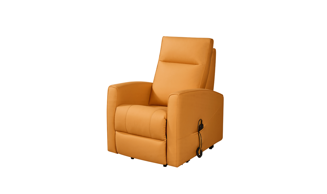 Klaussner Calessin Chestnut Orange Leather Recliner Lift Chair