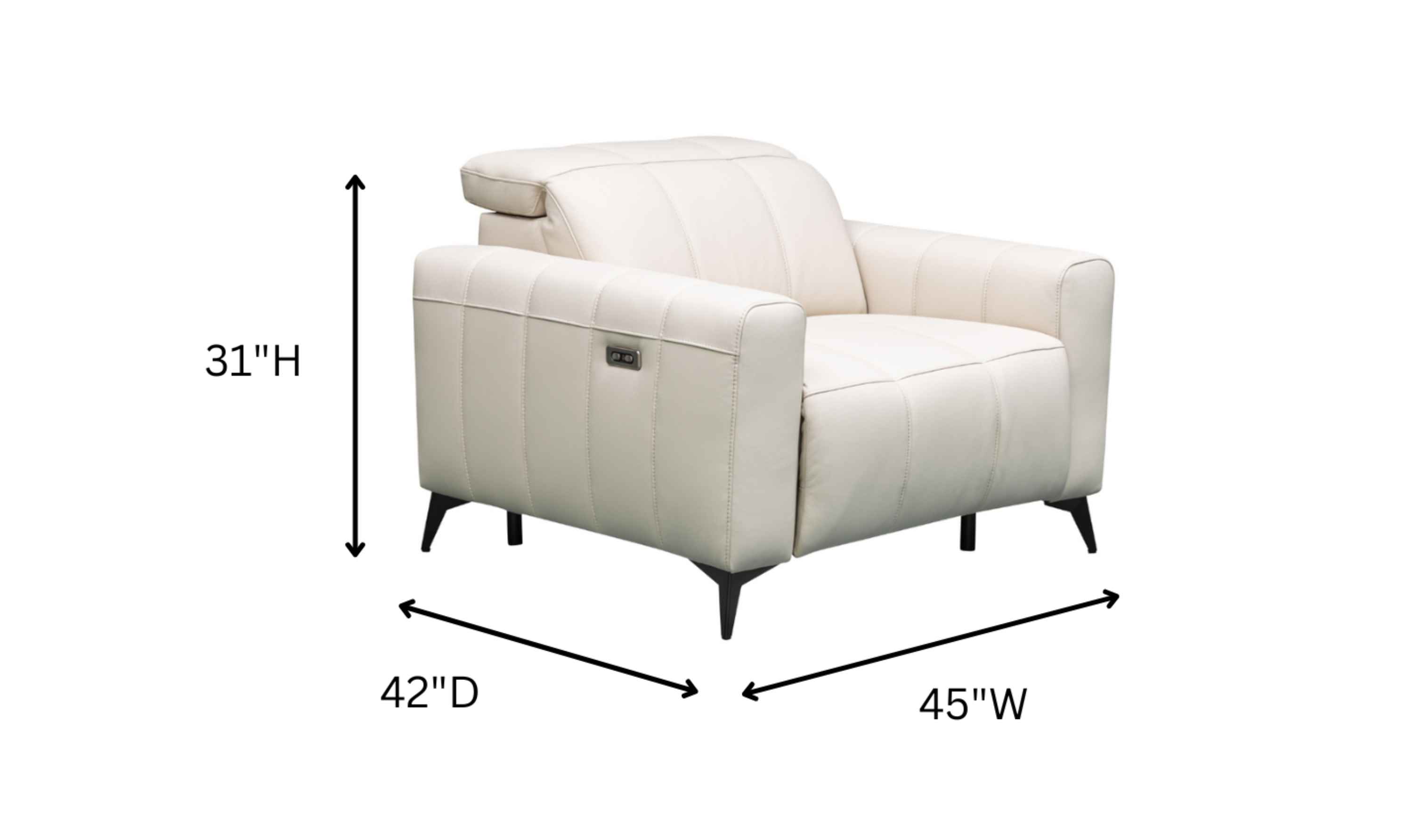 Klaussner Capri Beige Reclining Chair With Power Footrest And Adjustable Headrest-Jennifer Furniture