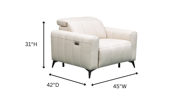 Klaussner Capri Beige Reclining Chair With Power Footrest And Adjustable Headrest-Jennifer Furniture