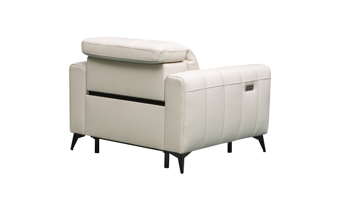 Klaussner Capri Beige Reclining Chair With Power Footrest And Adjustable Headrest-Jennifer Furniture