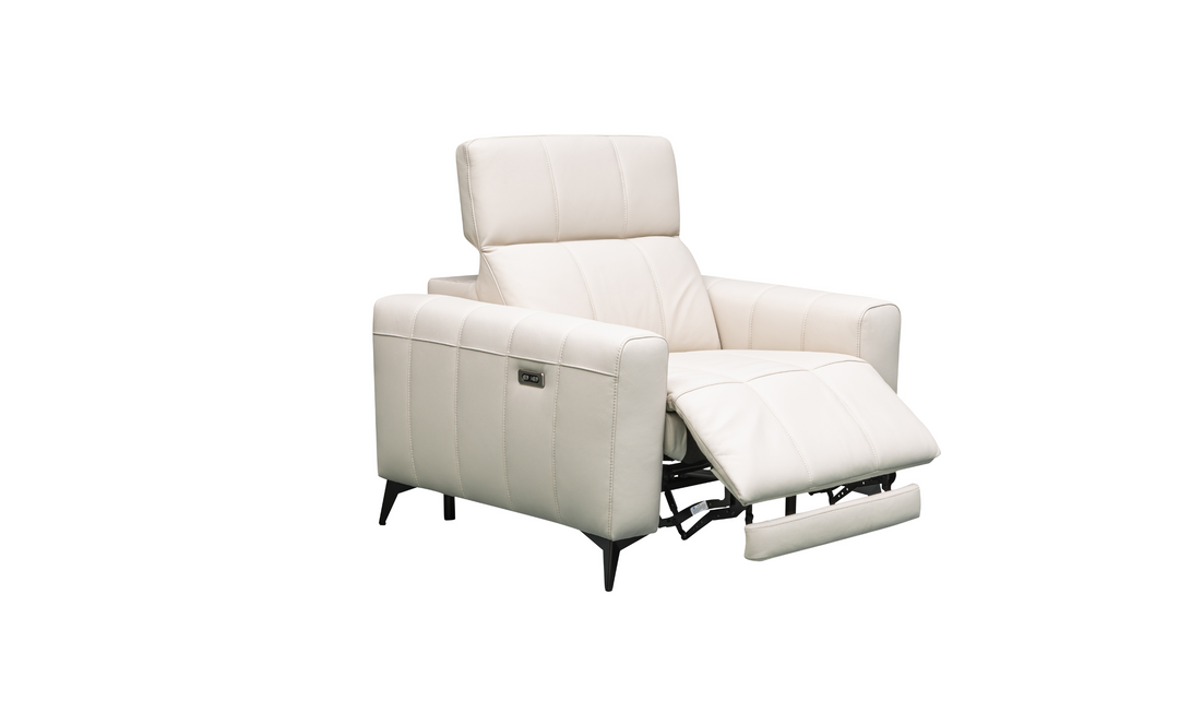 Klaussner Capri Beige Reclining Chair With Power Footrest And Adjustable Headrest-Jennifer Furniture