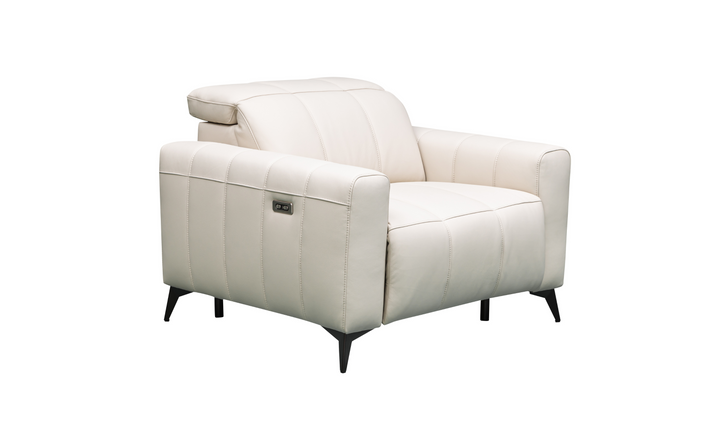 Klaussner Capri Beige Reclining Chair With Power Footrest And Adjustable Headrest-Jennifer Furniture