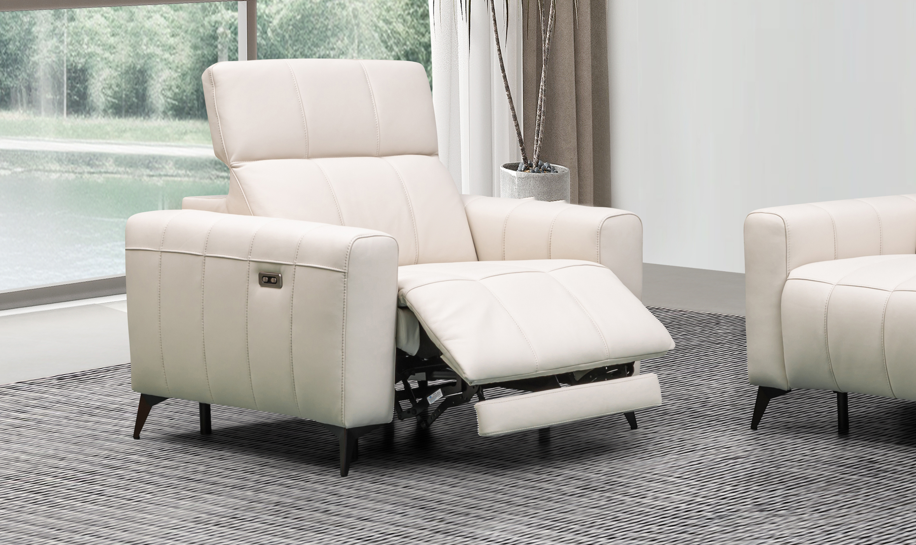 Klaussner Capri Beige Reclining Chair With Power Footrest And Adjustable Headrest-Jennifer Furniture