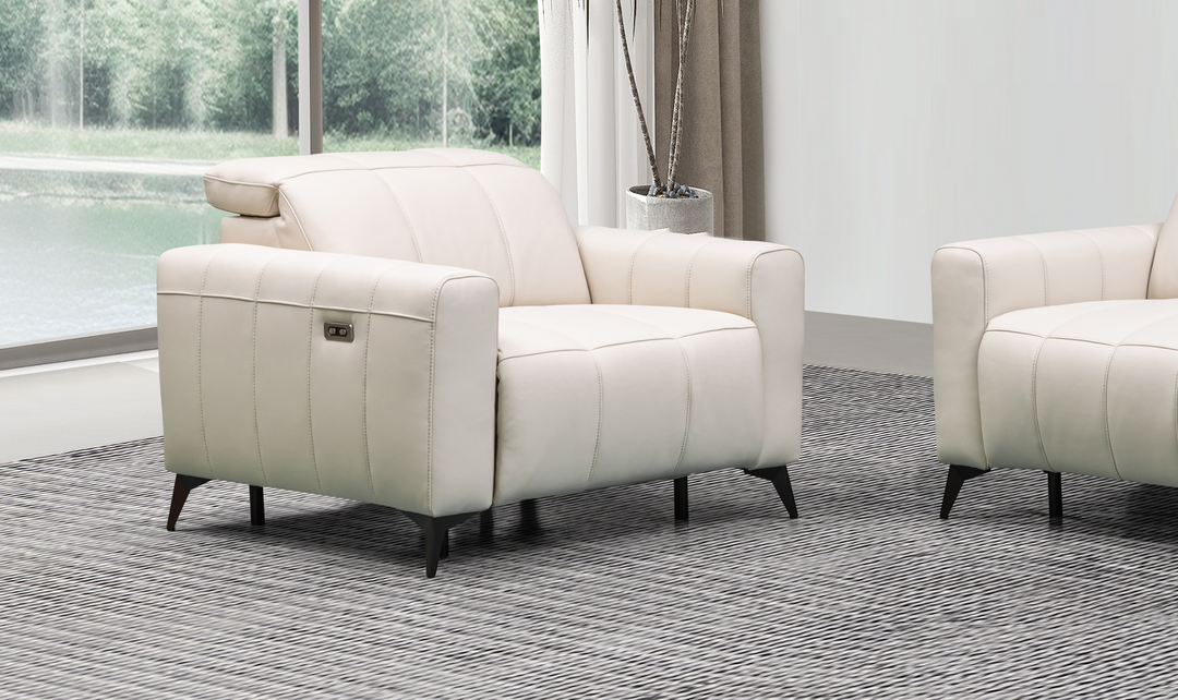 Klaussner Capri Beige Reclining Chair With Power Footrest And Adjustable Headrest-Jennifer Furniture