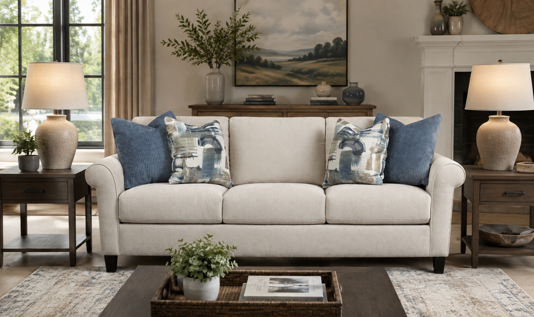Klaussner Caroline Three-Seater Sofa With Rolled Arms-Jennifer Furniture