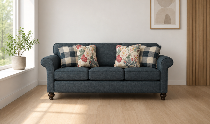 Klaussner Casaford Fabric 3 Over 3 Sofa with Soft Curved Arms-Jennifeer Furniture