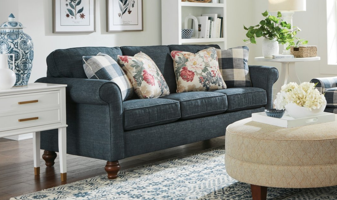 Klaussner Casaford Fabric 3 Over 3 Sofa with Soft Curved Arms-Jennifeer Furniture
