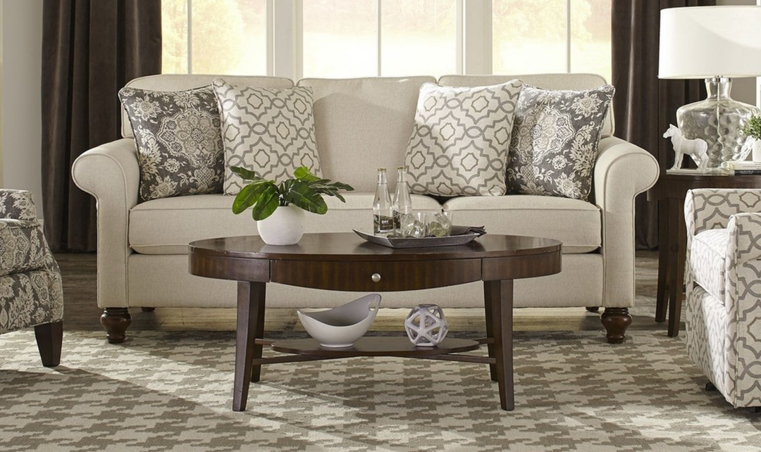 Klaussner Casaford Fabric 3 Over 3 Sofa with Soft Curved Arms-Jennifeer Furniture