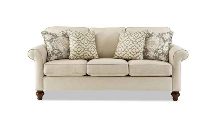Klaussner Casaford Fabric 3 Over 3 Sofa with Soft Curved Arms-Jennifeer Furniture