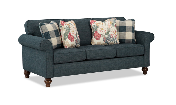 Klaussner Casaford Fabric 3 Over 3 Sofa with Soft Curved Arms-Jennifeer Furniture