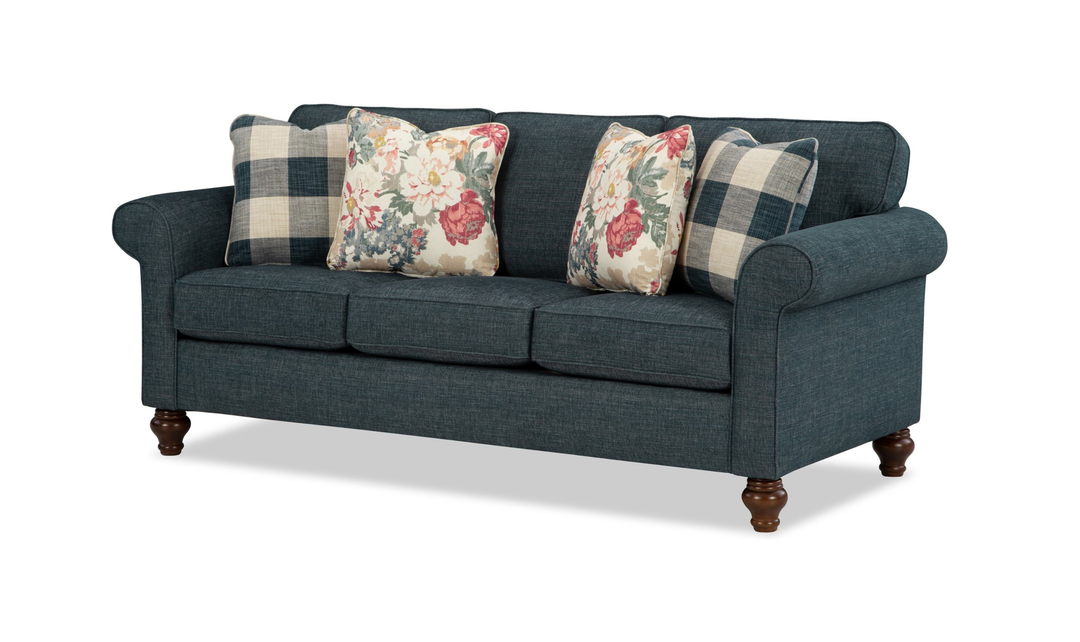 Klaussner Casaford Fabric 3 Over 3 Sofa with Soft Curved Arms-Jennifeer Furniture