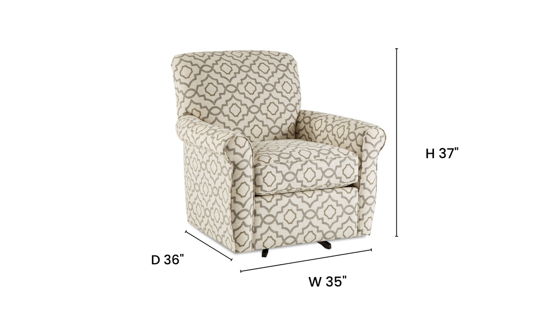 Klaussner Casaford Fabric Swivel Chair with Tight Back - Jennifer Furniture