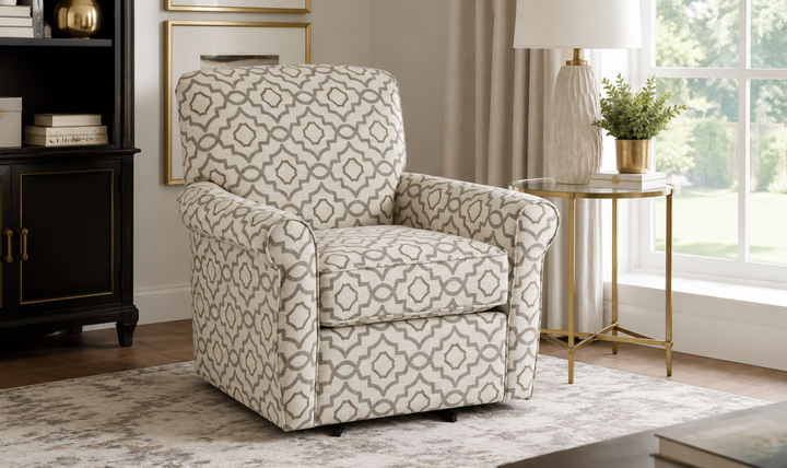 Klaussner Casaford Fabric Swivel Chair with Tight Back - Jennifer Furniture