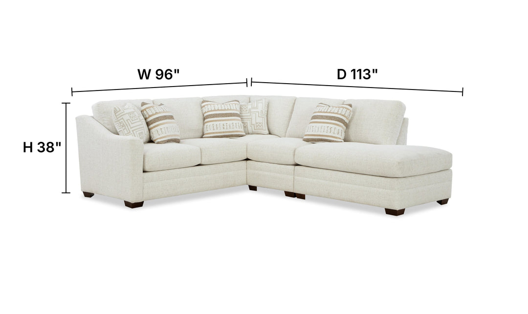Klaussner Crestview Fabric Modular Sectional with Bumper Chaise-jennifer Furniture