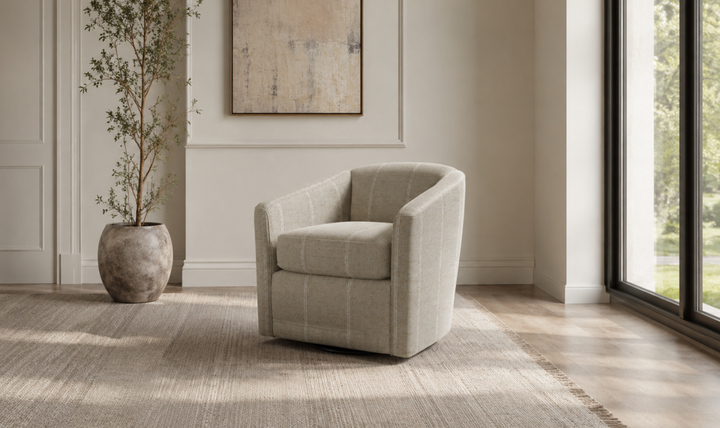 Klaussner Crestview Fabric Swivel Accent Chair with Barrel Back-Jennifer Furniture