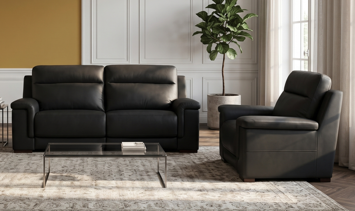 Klaussner Dakota Power Reclining Living Room Set in Black-jennifer furniture