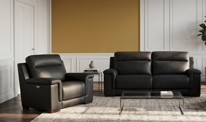Klaussner Dakota Power Reclining Living Room Set in Black