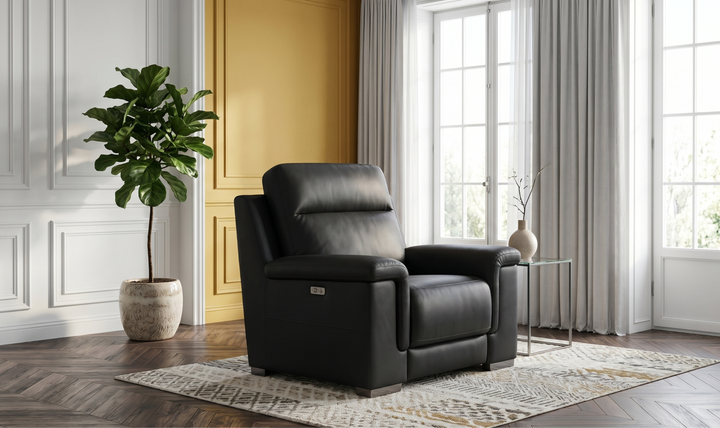 Klaussner Dakota Power Reclining Living Room Set in Black-jennifer furniture