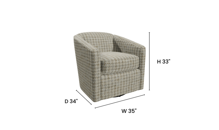 Klaussner Delmont Fabric Swivel Chair with Plush Tight Back - Jennifer Furniture