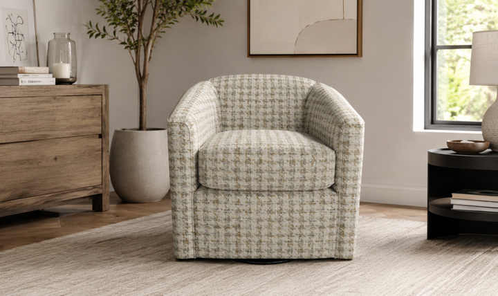 Klaussner Delmont Fabric Swivel Chair with Plush Tight Back - Jennifer Furniture