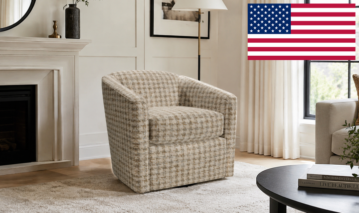 Klaussner Delmont Fabric Swivel Chair with Plush Tight Back - Jennifer Furniture