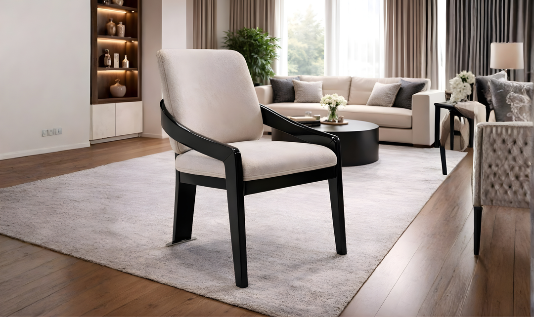 Elan Orsina white fabric upholstered Chair in Wood
