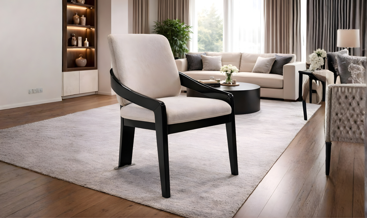 Elan Orsina white fabric upholstered Chair in Wood