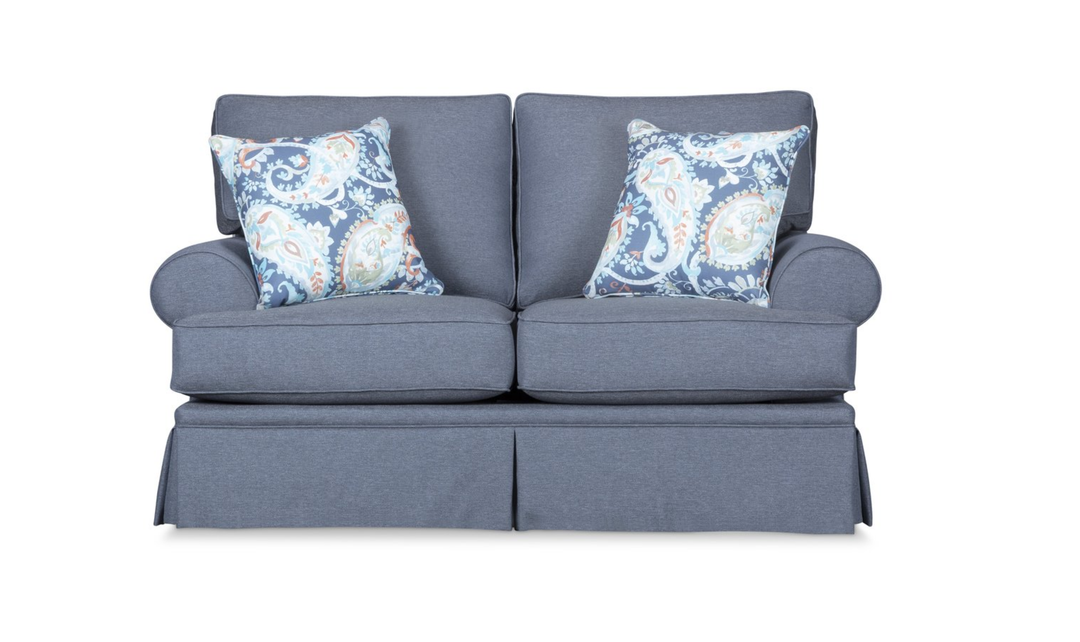 Klaussner Emily Fabric Loveseat with Rolled Arms-Jennifer Furniture