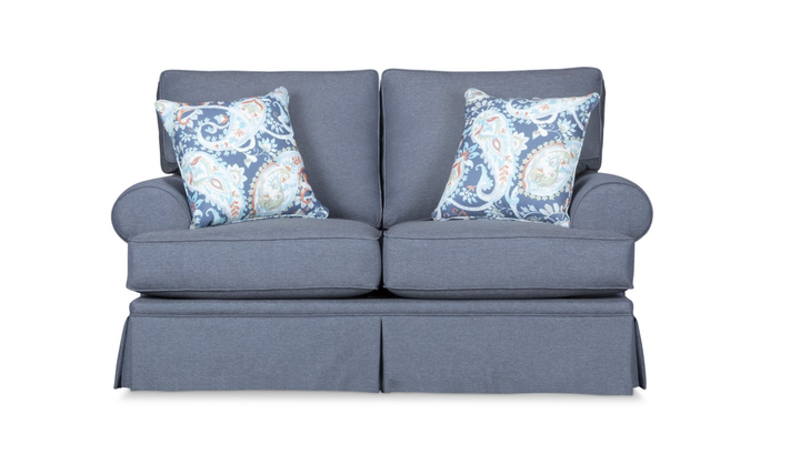 Klaussner Emily Fabric Loveseat with Rolled Arms-Jennifer Furniture