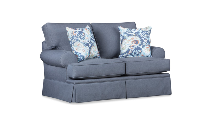 Klaussner Emily Fabric Loveseat with Rolled Arms-Jennifer Furniture