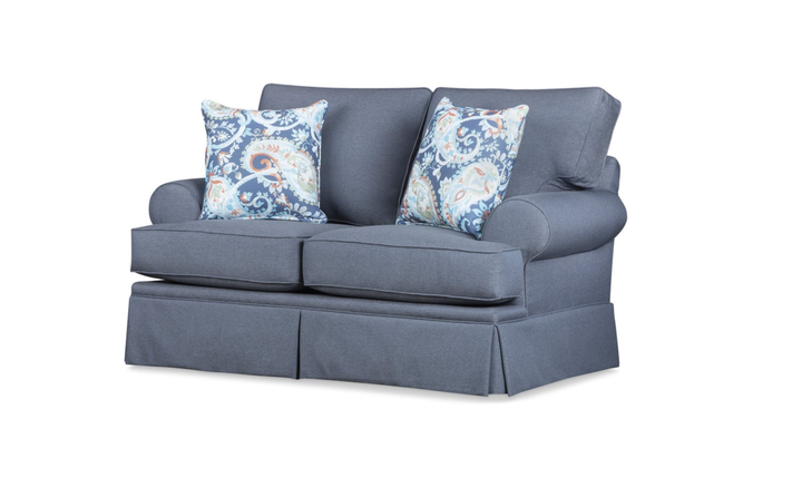 Klaussner Emily Fabric Loveseat with Rolled Arms-Jennifer Furniture