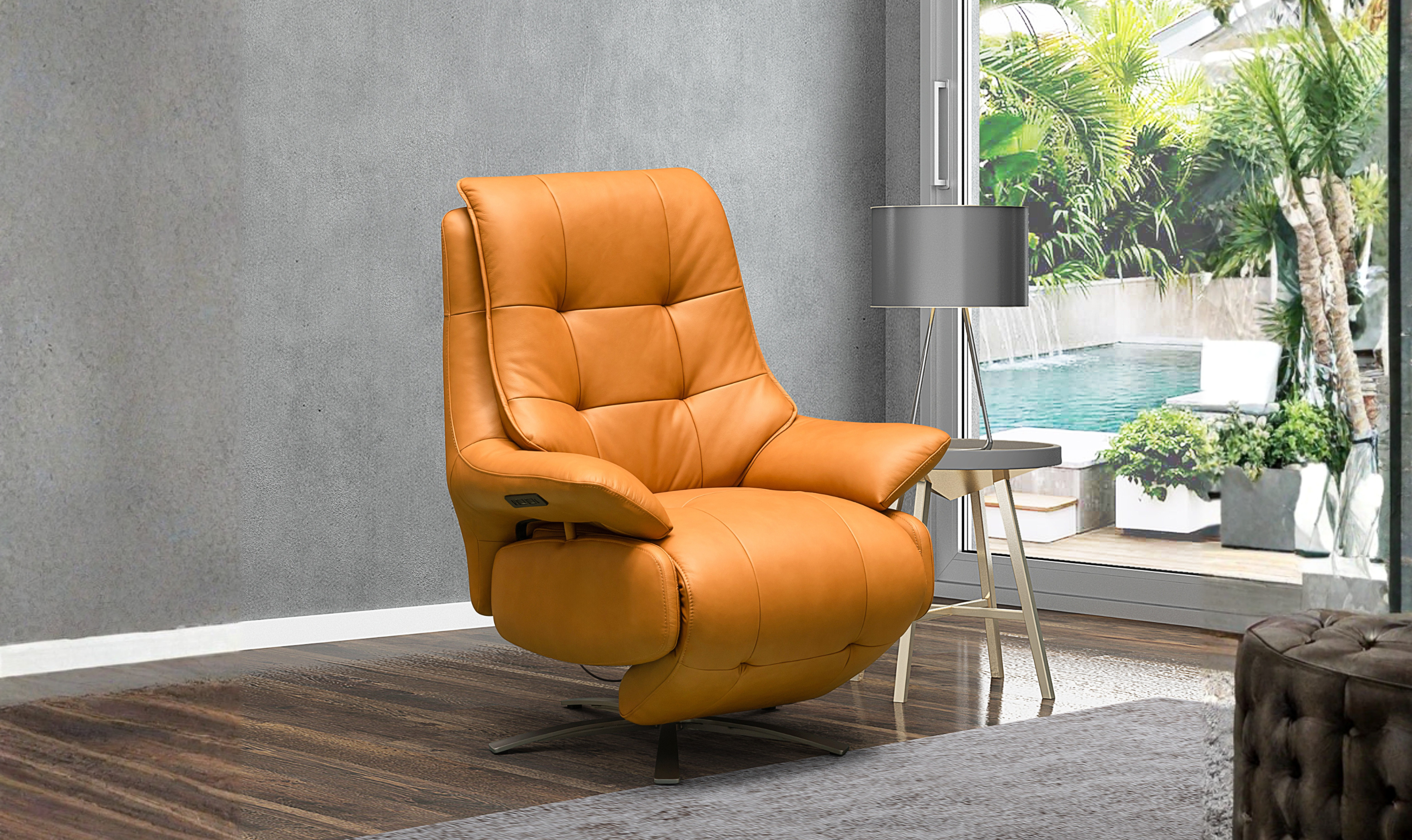 Klaussner Eterna Burnie Leather Swivel Power Recliner Lift Chair