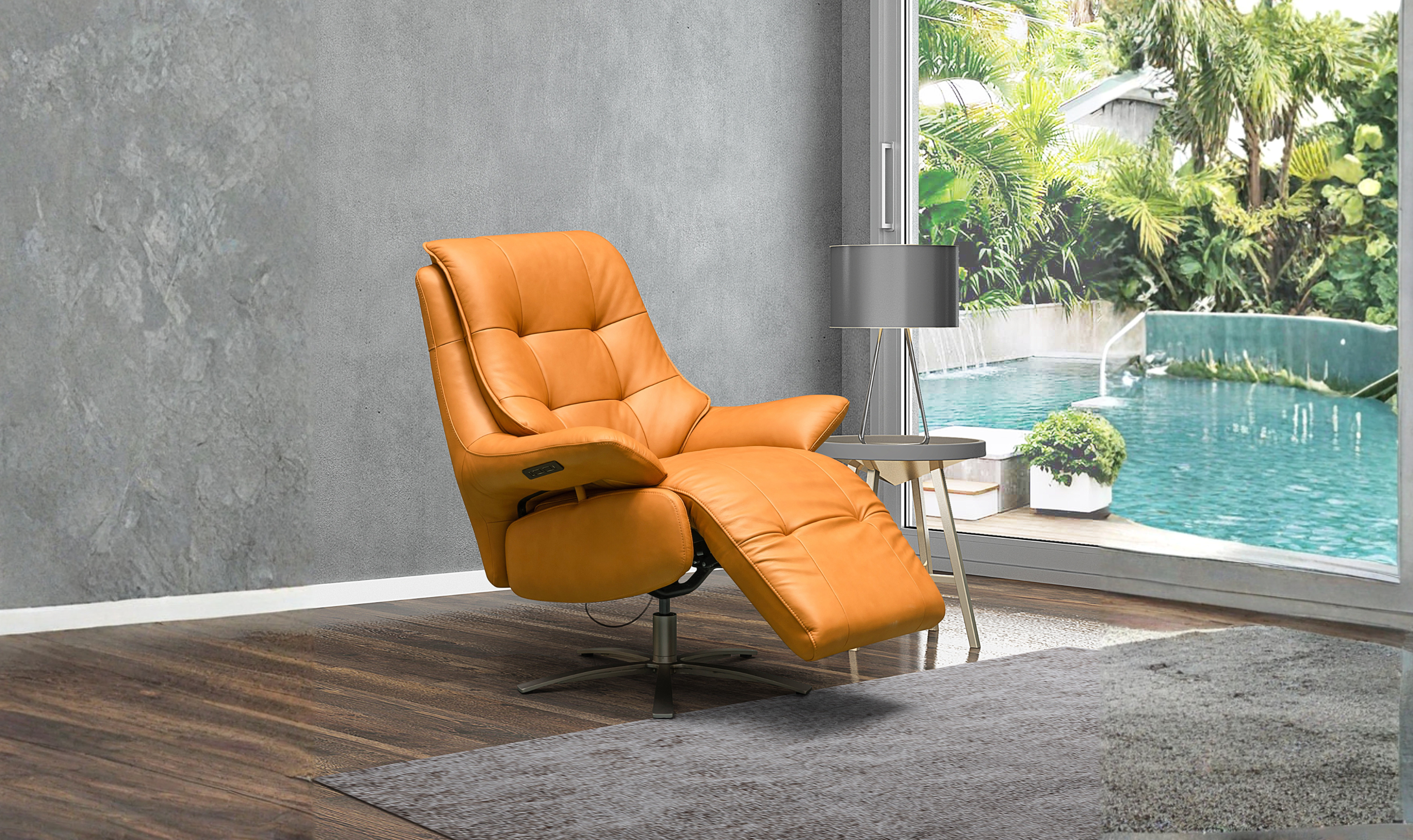 Klaussner Eterna Burnie Leather Swivel Power Recliner Lift Chair