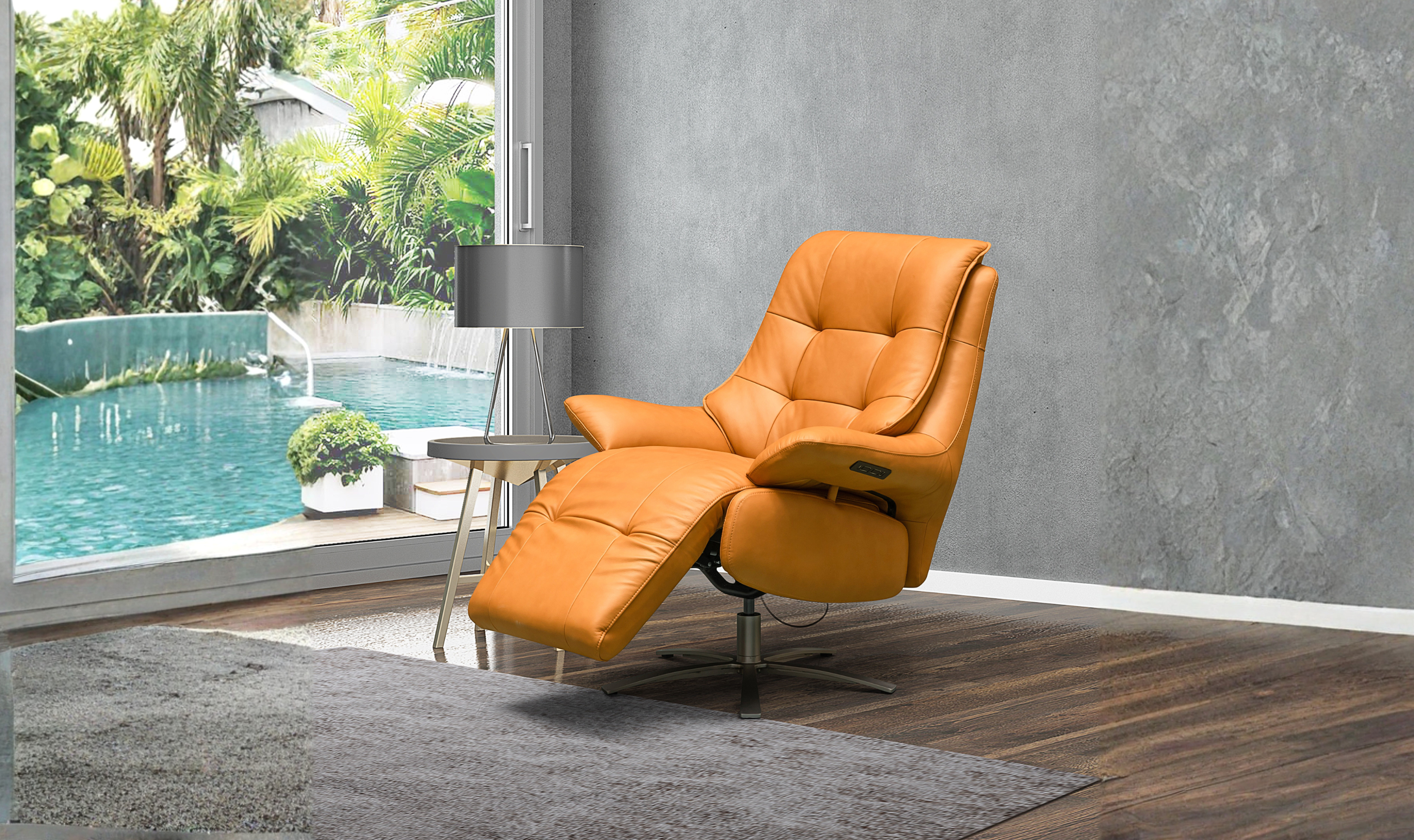 Klaussner Eterna Burnie Leather Swivel Power Recliner Lift Chair