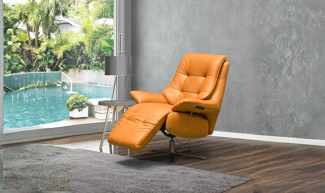 Klaussner Eterna Burnie Leather Swivel Power Recliner Lift Chair