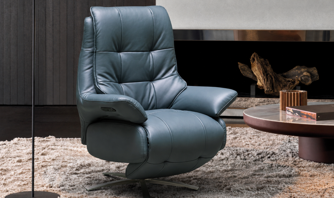 Klaussner Eterna Full Leather Swivel Power Reclining Chair - Jennifer Furniture