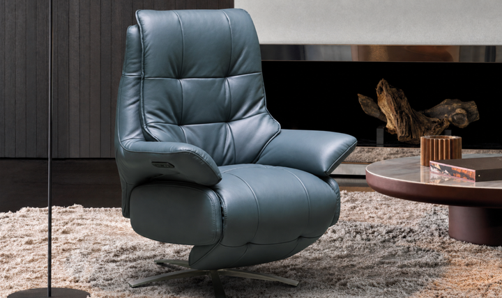 Klaussner Eterna Full Leather Swivel Power Reclining Chair - Jennifer Furniture