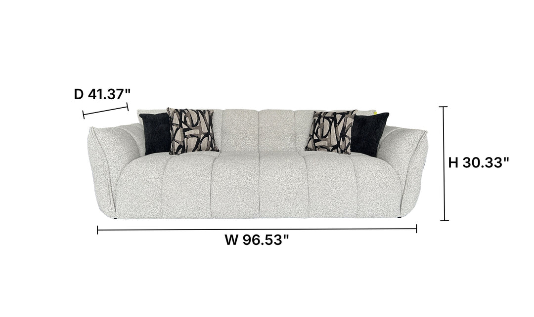 Klaussner Fabriano Fabric Curved Sofa with Square Arms-Jennifer Furniture