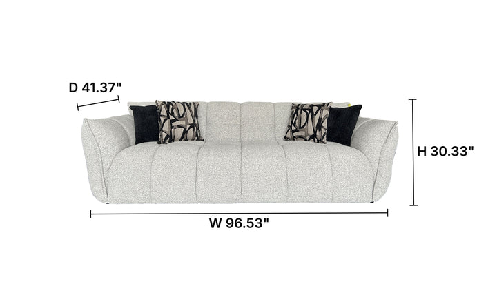 Klaussner Fabriano Fabric Curved Sofa with Square Arms-Jennifer Furniture