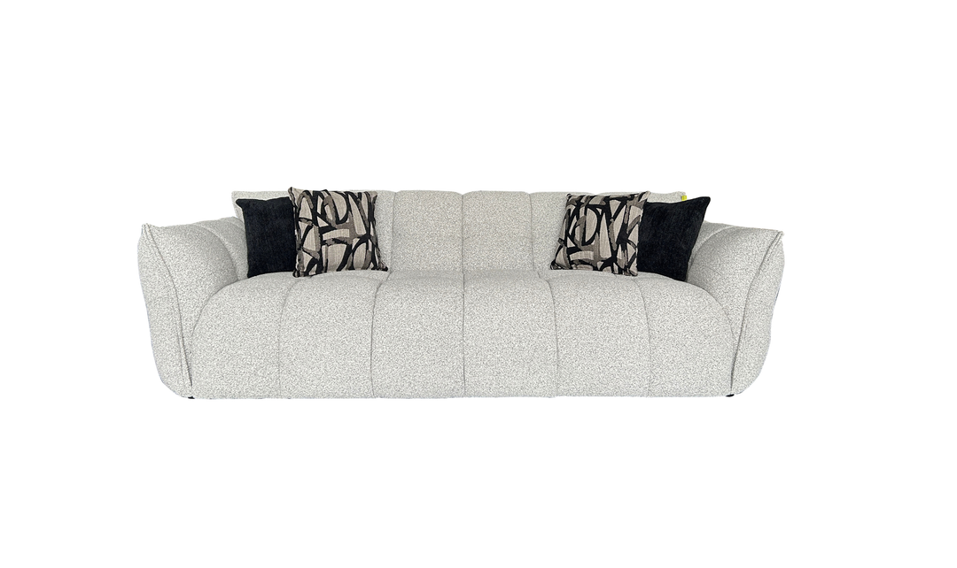 Klaussner Fabriano Fabric Curved Sofa with Square Arms-Jennifer Furniture
