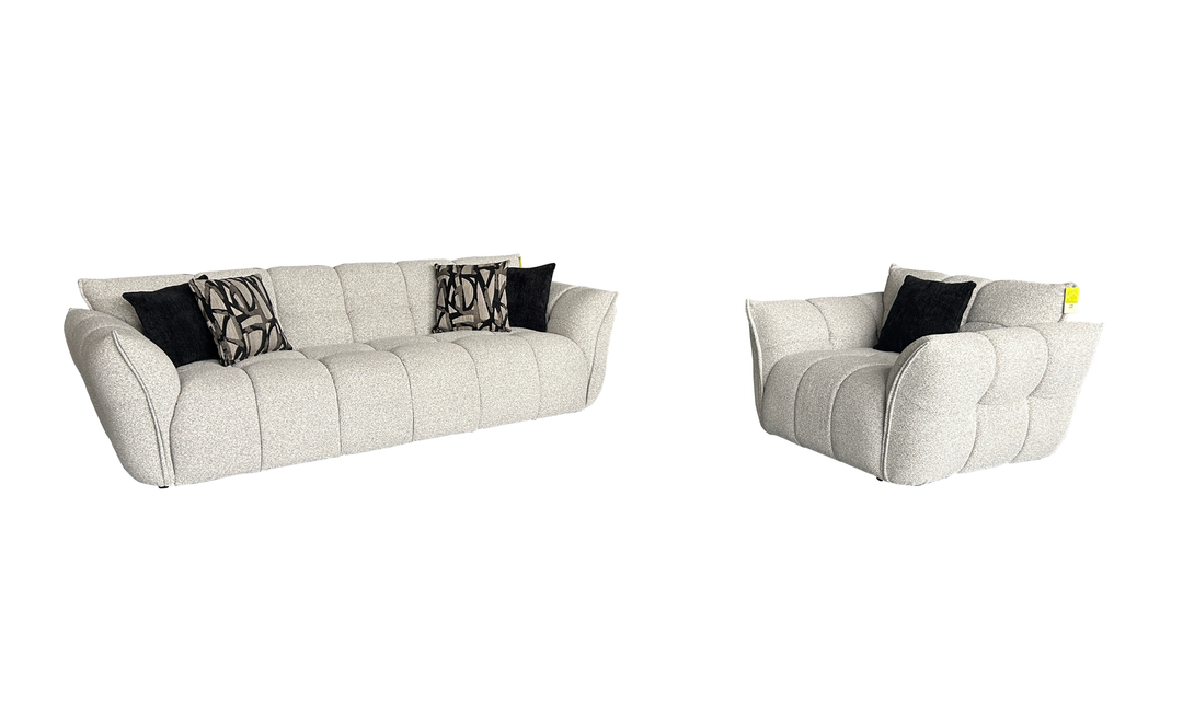 Klaussner Fabriano Fabric Curved Sofa with Square Arms-Jennifer Furniture