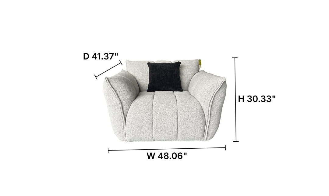 Klaussner Fabriano Polyester Curved Chair with Square Arms-Jennifer Furniture